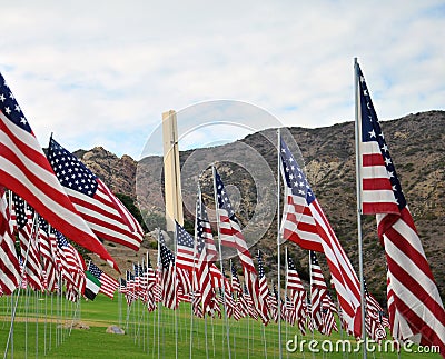 Flags In Memory of those who died in 9/11 attacts Editorial Stock Photo
